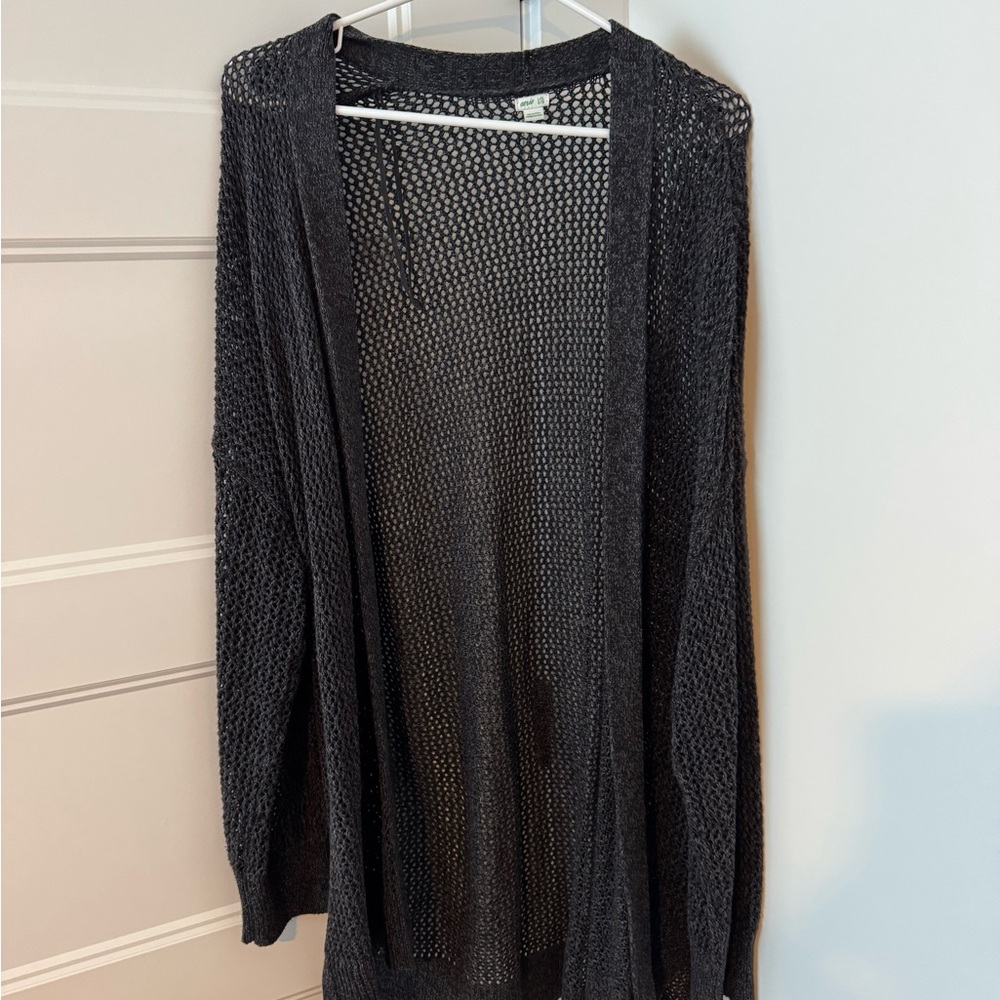 Aerie Black Open-Knit Cardigan